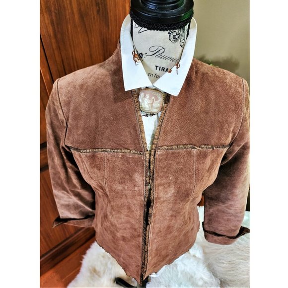 NEW DIRECTIONS Jackets & Blazers - NEW DIRECTIONS Genuine Leather Chocolate Brown Suede Jacket Petite Small